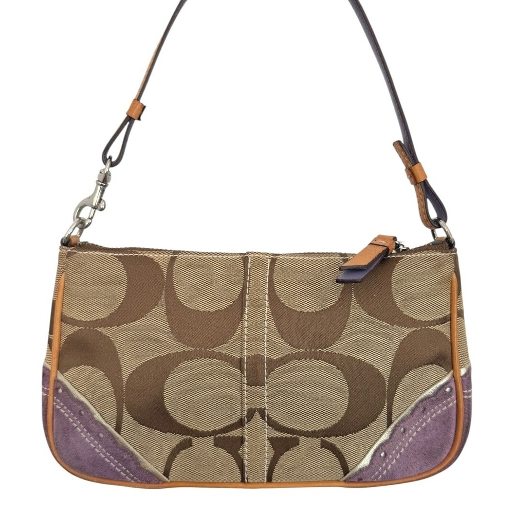 Coach Hamptons "Under the Sea" Fish Coral Shoulder Bag Purple Suede H05Q-1491 - Picture 2 of 13